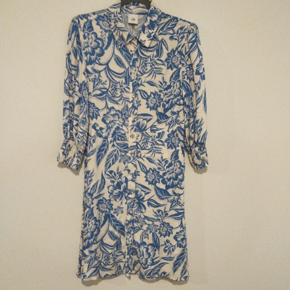 CAbi Blue and White Floral Mini Dress - Picture 2 of 7